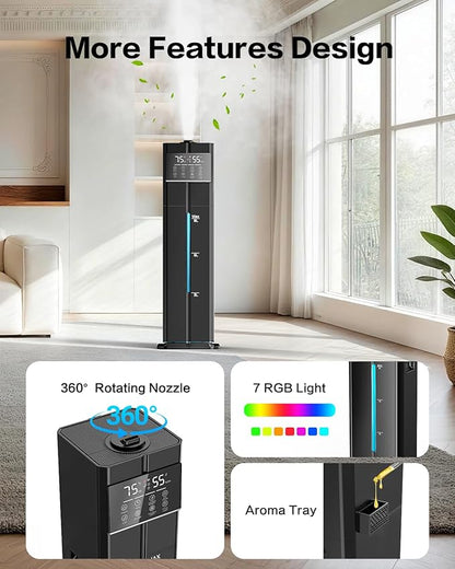 Cool Mist Humidifiers for Large Room, Ultrasonic 2.4Gal 9L Quiet Top-Fill