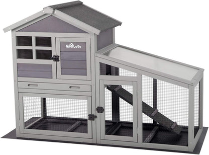 Aivituvin Rabbit Hutch Outdoor Chickecn Coop Indoor Bunny Cage with Pull Out Tray,Upgrade Version,Removable Bottom Wire Mesh 53.4" L x 23.6" W x 38.1" H