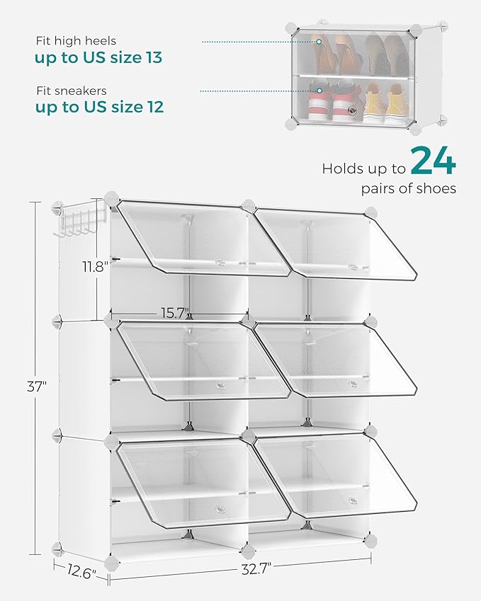 SONGMICS Shoe Rack Organizer, 6-Tier Shoe Storage Cabinet