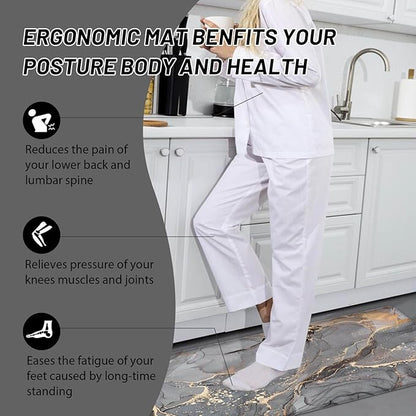Kitchen Mat Anti Fatigue Cushioned Set of 2 Grey Kitchen Rugs Non Slip Waterproof Kitchen Floor Mats Gold Kitchen Accessories and Decor Comfort Memory Foam Kitchen Mats for Floor Laundry Room
