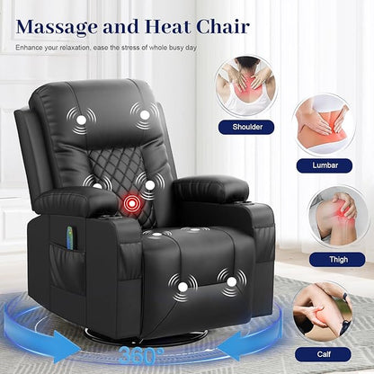 FURNIMAT Oversized Recliner Sofa Set with 2+3 Pieces in Living Room, PU Leather Loveseat Recliner Couch, Modern 3 Seats Dual Reclining Sofa with Cup Holder and 2 Cell Phone Holder, USB Ports, Black