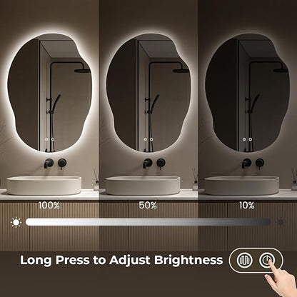 LED Bathroom Mirror with Lights, Asymmetrical Irregular Backlit Vanity Mirror