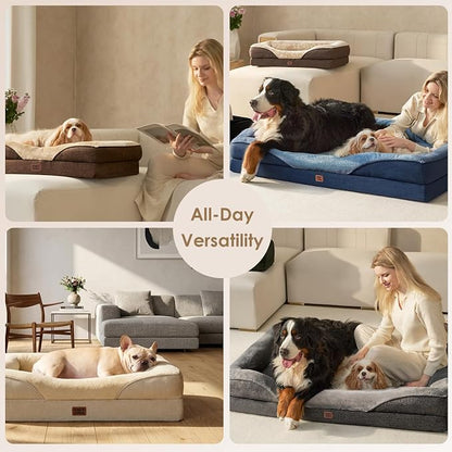 EHEYCIGA Orthopedic XL Dog Bed for Large Dog, Memory Foam Dog Couch, Dark Green