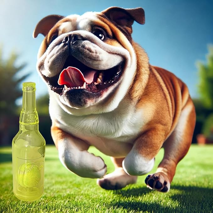 Wine Bottle Dog Toy, Fun Interactive Cute Squeaky Dog Toys with Tennis Ball Inside, Ideal for Large/Medium/Small Dogs to Fetch Games and Bonding Time, Not for Heavy Chewers, Large-Yellow