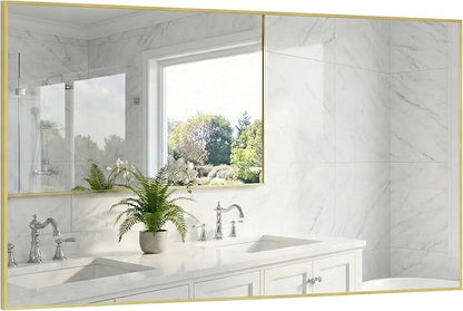 60"x30" Gold Bathroom Mirror for Wall, Metal Framed Large Vanity Mirror Over