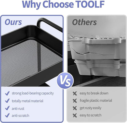 TOOLF 3-Tier Metal Rolling Cart