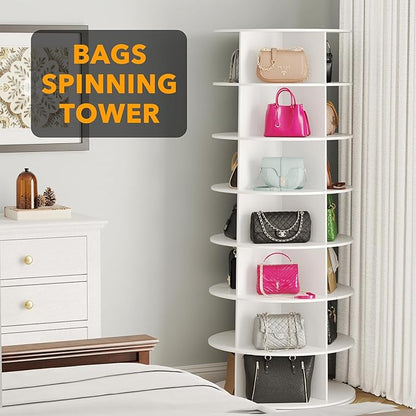 SpaceAid 7 Tier Rotating Shoe Rack Tower, Spinning Shoe Display Lazy Susan