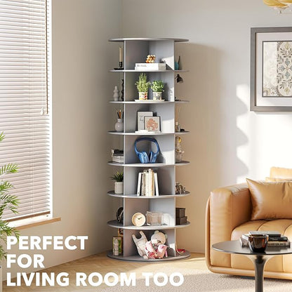 SpaceAid 7 Tier Rotating Shoe Rack Tower, Spinning Shoe Display Lazy Susan