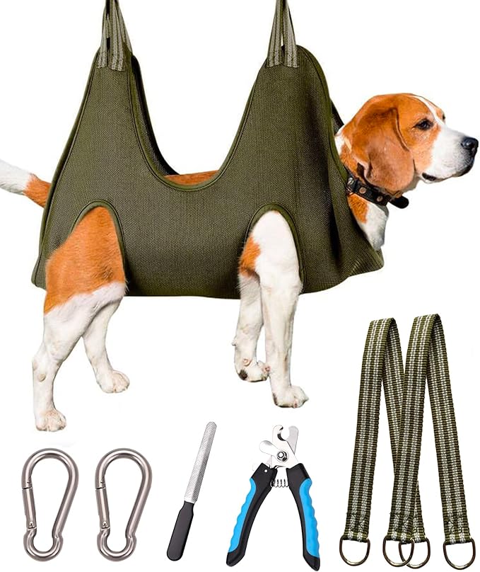Dog Grooming Hammock Harness for Medium-Large Size Dogs, Pet Grooming Hammock Dog Nail Hammock with Nail Clippers/Trimmer,Dog Sling Holder Helper for Nail Trimming/Clipping