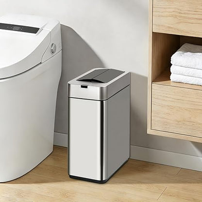 Sensor Trash Can with Butterfly Lid 2.6 Gallon Rectangular Automatic Garbage Can