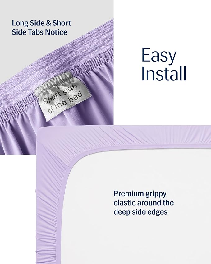 REST® Evercool®+ Fitted Sheet, King, Lavender Breeze, 15" Deep(up to 18’’), Breathable Bedding for Hot Sleeper and Night Sweats, Bed Sheet with Ionic+ Self-Cleaning Silver Yarn for Sensitive Skin