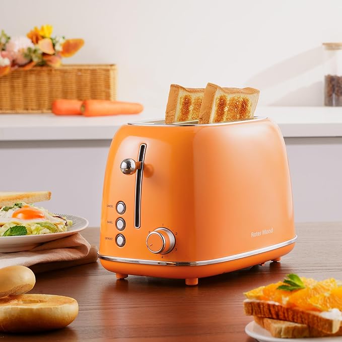 Roter Mond 2 Slice Toaster Retro Stainless Steel