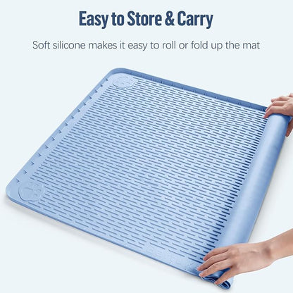 Pee Pad Holder for Dogs 50''x35'' Silicone Puppy Pee Pad Tray, Blue | Extra Large Dog Potty Tray Leak-Proof, High Edge, No Spill Training Pads for Floor Protection, No Pee Pads