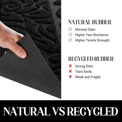 Yimobra Large Welcome Mat 47x24, Waterproof Non-Slip Outdoor Mats for Front Door Outside Entrance, Low-Profile Entryway Mat Indoor for Garage Patio, Black