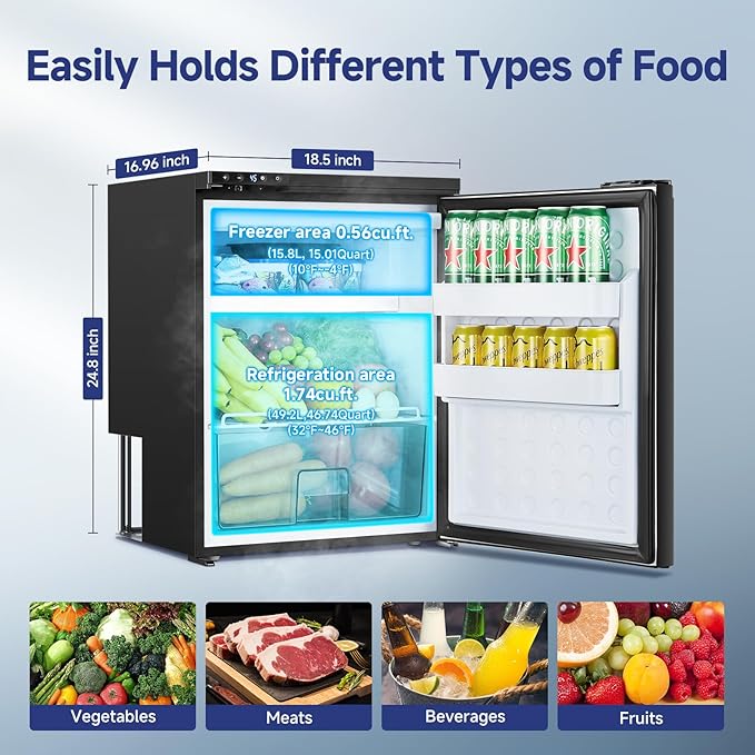 BODEGA BODEGACOOLER 12 Volt Refrigerator, RV Refrigerator APP Control, 65L RV