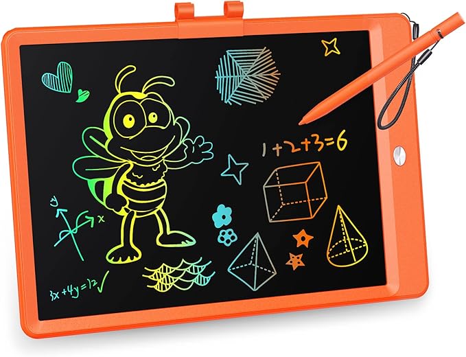 KOKODI LCD Writing Tablet, 10 Inch Colorful Doodle Board Drawing Tablet, Erasable Reusable Electronic Drawing Pads, Educational and Learning Toy for 3-6 Years Old Boy and Girls