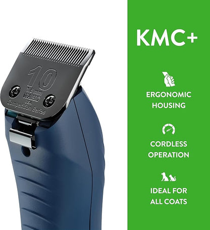 Wahl Professional Animal KMC+ 2-Speed Cordless Clipper (3027168) - Detachable Blade Pet & Dog Clipper Kit - Patented Ergonomic Housing Design - Navy