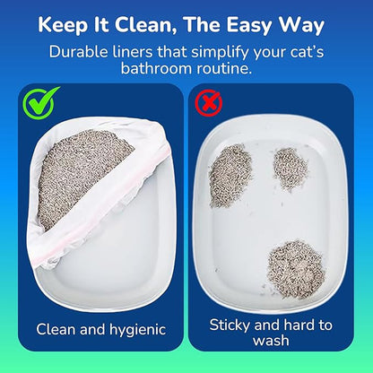 PET N PET Cat Litter Box Liners Bags Jumbo, Heavy Duty Tear Resistant & Drawstring Closure Cat Litter Bags, Waterproof Kitty Box Liners Fits Litterbox Pan Sizes, 36" x 18", 14 Count