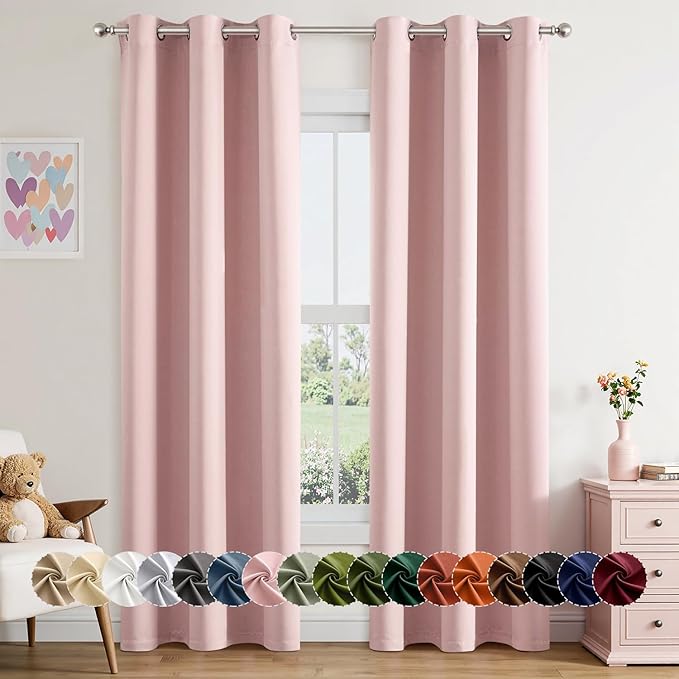 MIULEE Baby Pink Blackout Curtains