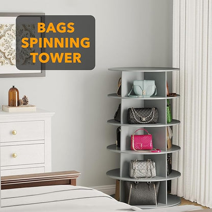 SpaceAid 5 Tier Rotating Shoe Rack Tower, Spinning Shoe Display Lazy Susan