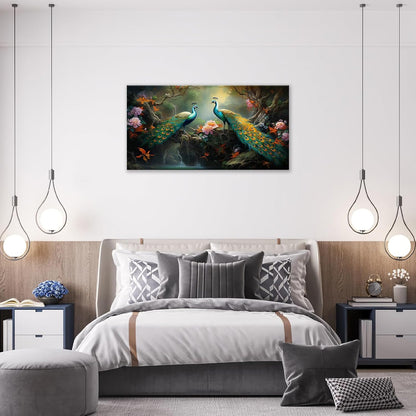 Large Peacock Wall Art Aesthetic Bird Canvas Living Room Pictures Framed Prints Floral Modern Wall Decor Painting Artwork for Bedroom Dining Office Home 60"x30"