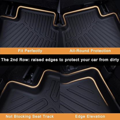 Floor Mats for 2007-2024 2025 Ford Econoline/E-Series E150/E250/E350/E450, TPE All Weather Carpet Rug Protection Front Row Heavy Duty Van Floor Liners Accessories