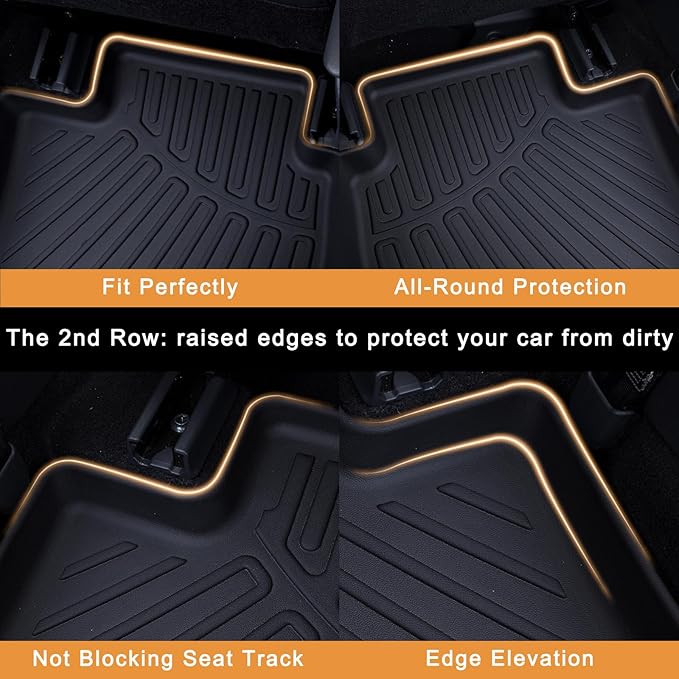 Floor Mats for 2019-2024 2025 Mercedes-Benz Sprinter 2500/3500 Only Fit Cargo Van (Not Fit Crew & Passenger), TPE All Weather Protection Front Row Van Floor Liners Accessories,Black