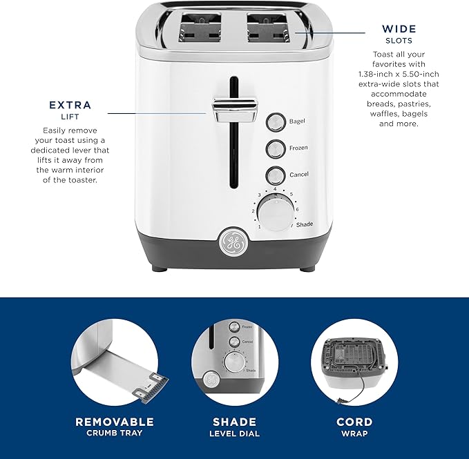 GE 2 Slice Toaster, Extra Wide Slots