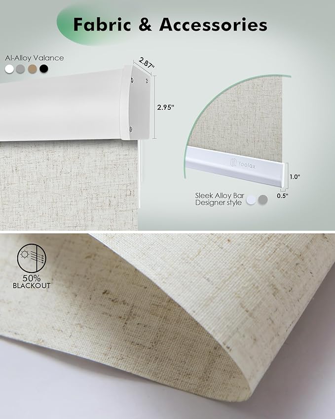 Yoolax Motorized Blinds with Remote, Light Filtering Remote Shades