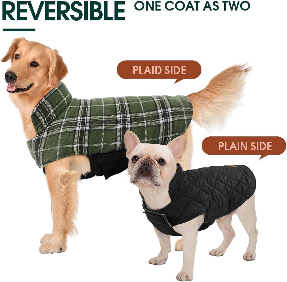 Kuoser Warm Dog Coat, Waterproof Dog Coats for X-Small Dogs, Adjustable Durable Doggie Winter Jacket Reversible Cozy Puppy Cold Weather Apparel from Small to Large Breed, Blue XS