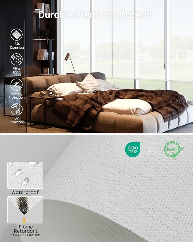 Yoolax Motorized Solar Shades, Flame Resistat Smart Blinds