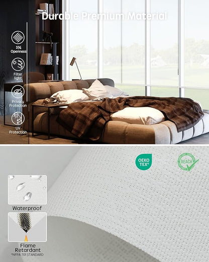 Yoolax Motorized Solar Shades, Flame Resistat Smart Blinds