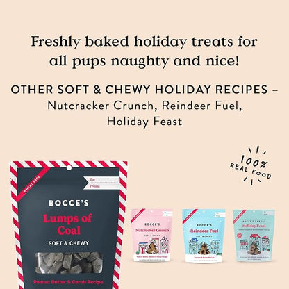 Bocce's Bakery Lumps of Coal Soft & Chewy Dog Treats, All-Natural Wheat-Free Christmas Dog Treats, 6 oz