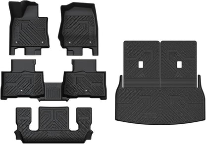 LASFIT Floor Mats&Trunk Mat&Backrest Mat For Lincoln Aviator 2020-2026 (Only Fit 6 seats seond row without center Console), TPE Aviator All Weather Floor Liners, 3 Rows&Cargo&Seatback for Aviator mats