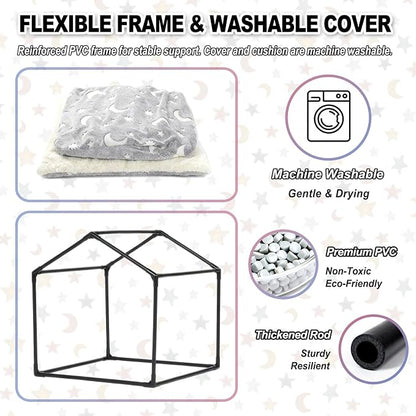 Indoor Dog House, Soft Warm Glow Dog Cave for Small & Medium Dogs | Warm Plush Dog Cave Bed with Sturdy Frame, Machine Washable, Non-slip, for Indoor Dogs and Cats
