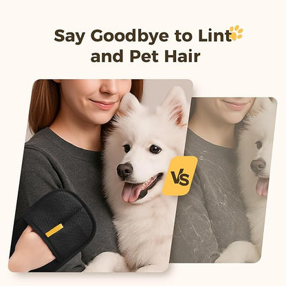 3 Pcs Electrostatic Pet Hair Removal Gloves with Bidirectional Bristle Design, Washable Reusable Cat Dog Hair Remover Grooming Glove Tool for Furniture, Bed Sheets,Car Seat (Yellow)