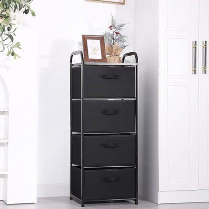 MAX Houser 4 Drawer Fabric Dresser Tall Storage Tower, Dresser Chest