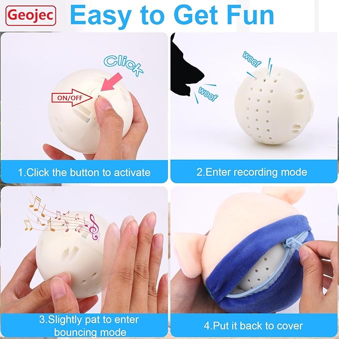 Interactive Dog Toys,Active Moving Pet Plush Toy,2025 New shaking dog ball pig dog toy Interactive Dog Ball with song Squeaky Moving Dog Ball Toy,Rechargeable Toys to Keep Them Busy Dog Toys(Bule Pig)