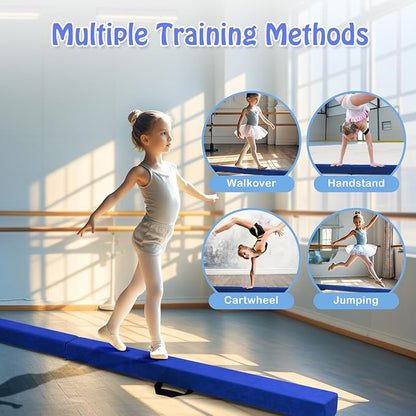 Giantex 7FT/8FT/9FT Balance Beam, Folding Gymnastics Beam w/Carry Handles