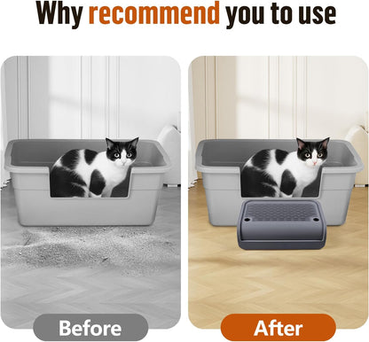 Cat Litter Box Step, Cat Litter Box Ramp Mat with Filter Function for Self-Cleaning Cat Litter Box, Easy to Clean, Cat Pedal Step Stool Ideal for Kitten & Elderly Cats (Dark Grey)