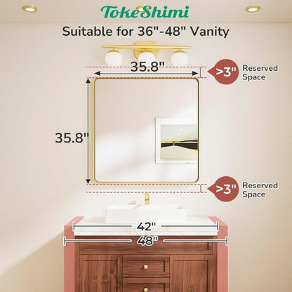 TokeShimi 36x36 Brushed Nickel Bathroom Mirror, Bathroom Vanity Mirror Square