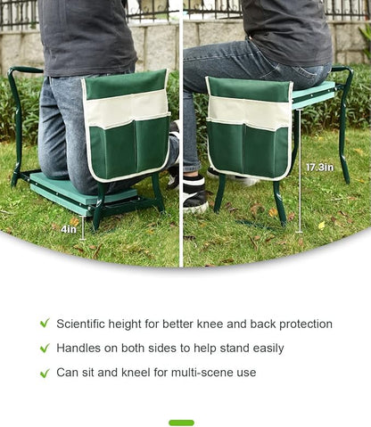Garden Kneeler and Seat Heavy Duty, Upgraded Widened and Thickened Gardening Stools for Seniors, Foldable Gardening Bench Ergonomic Design, Effective Relief of Knee and Back Pain, Gift for Gardeners