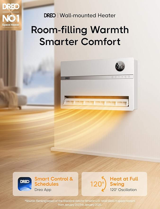 Dreo Smart Wall Heater, Electric Space Heater