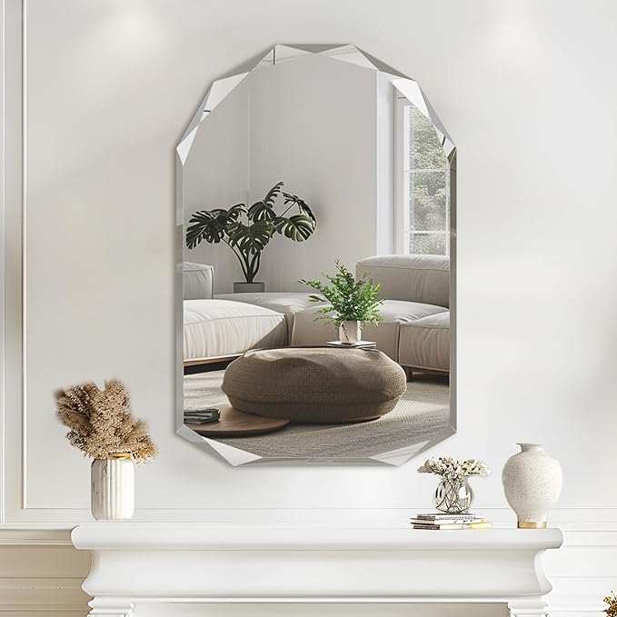 Suidia Bathroom Mirror, Frameless Bathroom Mirror
