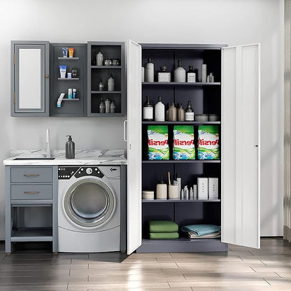 MIIIKO Metal Cabinet with Doors and Shelves, Tall Filing Cabinet
