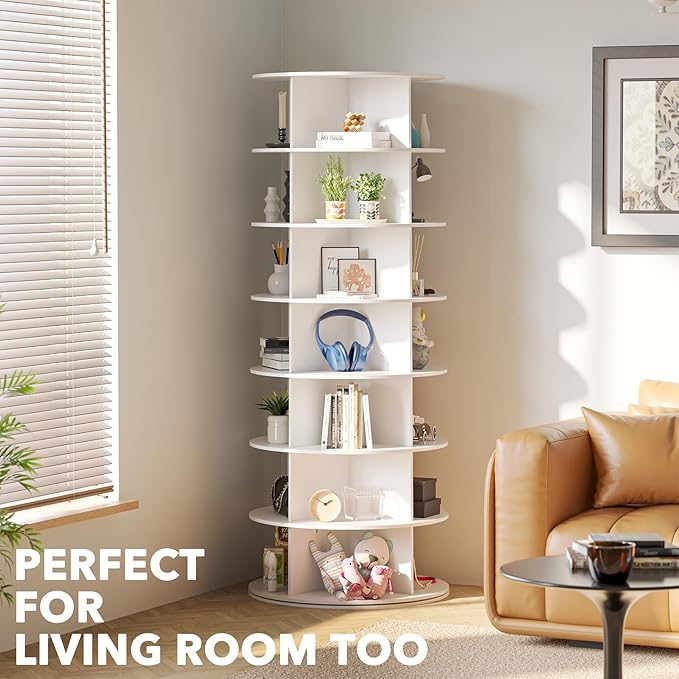 SpaceAid 7 Tier Rotating Shoe Rack Tower, Spinning Shoe Display Lazy Susan
