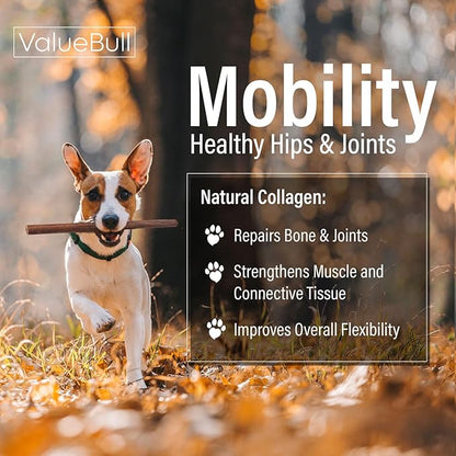 ValueBull Collagen Sticks for Dogs, 12 Inch Thick Chews, Natural Long-Lasting Dog Treats, 100 Count Bulk Pack - Supports Joints, Skin & Coat with Chondroitin & Glucosamine