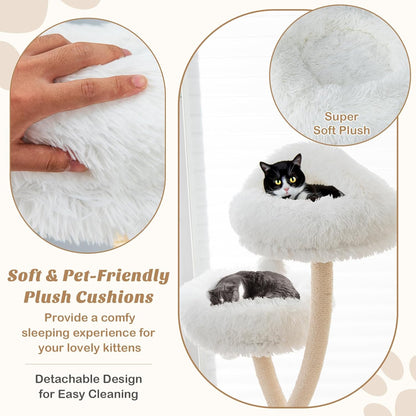 PETSITE 70" Tall Cat Tree, Cat Tower with Scratching Posts and Board, Multi-Level Cat Tower for Large Cats 20 lbs+ with 3 Cozy Perches and Dangling Balls, Modern Cat Tree for Indoor Cats Large Adult