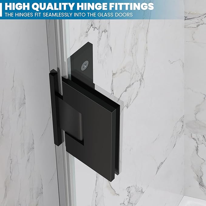 Bathroom Frameless Shower Door 34" W*72" H, 5/16" Clear Tempered Glass Hinged