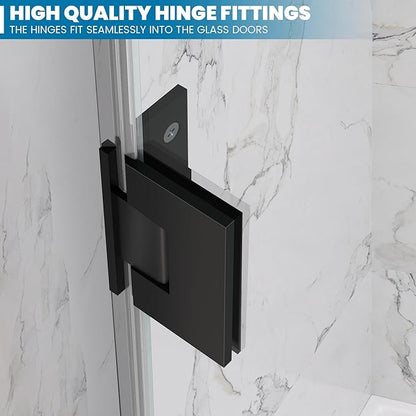 Bathroom Frameless Shower Door 34" W*72" H, 5/16" Clear Tempered Glass Hinged